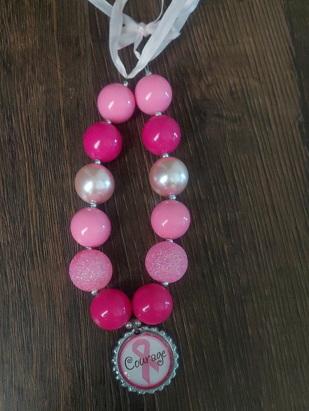 Breast Cancer Awareness Chunky Bead Necklace